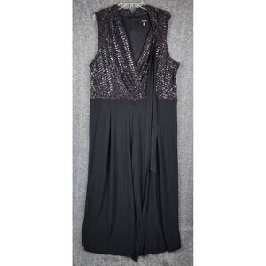 Alexa B Jumpsuit Womens 20W Black Sequin Sleeveless Wide Leg EUC